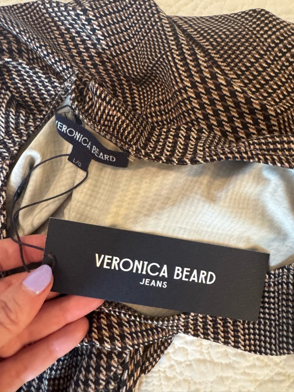 Veronica beard houndstooth Ruched Waist Long Sleeve Midi Dress. - Picture 11 of 11